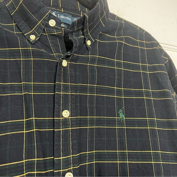Polo Ralph Lauren Button Down Shirt Plaid Navy Green Yellow Size XL Pony - Picture 3 of 8